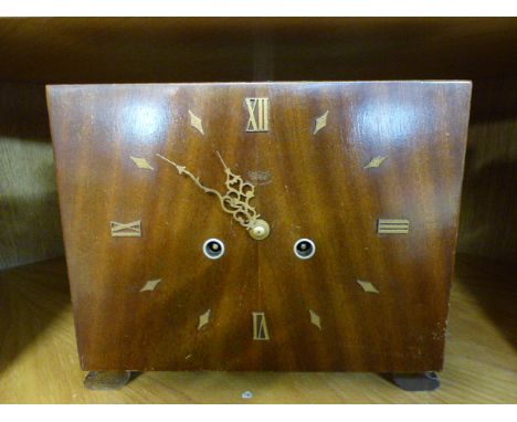 Art Deco Smiths enfield mantle clock of simplistic square form