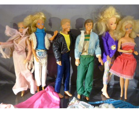 Barbie & Ken - Mattel vintage dolls c.1960's /50's along with a wide selection of Barbie clothes. All unboxed figures.