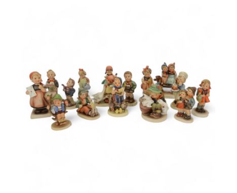 Sixteen Hummel figures, including School Girl, Friends, Little Sweeper, Goose Girl etc