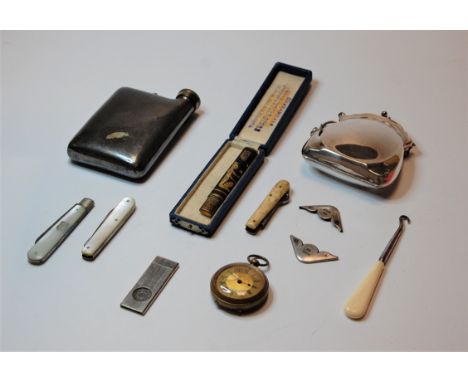 A small collection of miscellaneous items, to include a Victorian pocket knife with folding silver blade and mother of pearl 