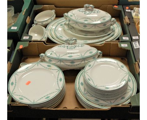 Two boxes containing a Booths Chippendale pattern part dinner service