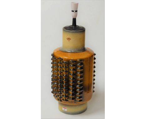 A 1970s German studio pottery lamp base, height 50cm (excluding fittings)