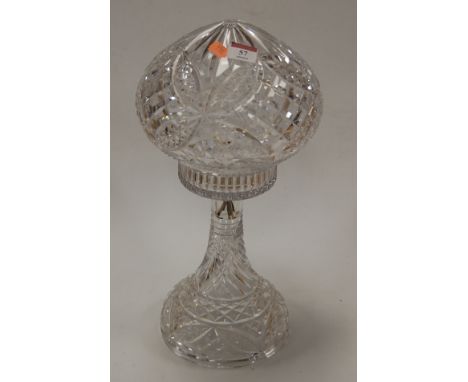 A Waterford style cut crystal table lamp and shade, h.42cm