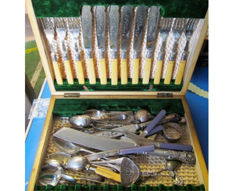 A Dutch silver caddy spoon and other items                                 