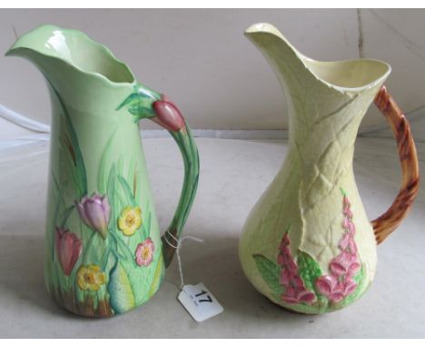 A Carlton Ware Australia pattern jug and another Hollyhocks on yellow ground