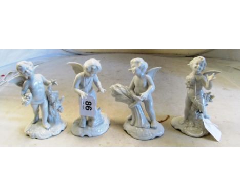 Four Dresden white cherub figures The Four Seasons