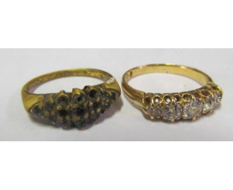 An 18ct gold five stone ring and a dress ring