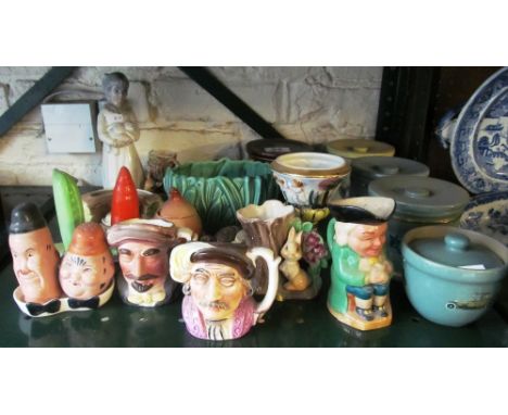 A Carlton Ware condiment, Beswick condiment Laurel and Hardy, SylvaC et cetera including Denby lidded jars