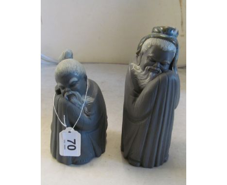 Two Lladro grey figures chinese gentlemen