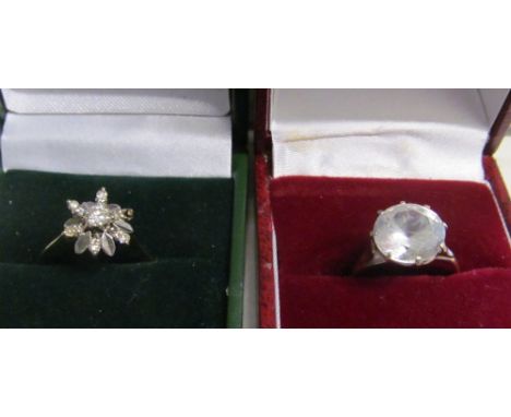 A 9ct gold ring set stone and a diamond cluster ring (missing a stone)