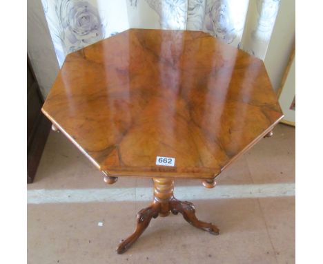 A 19th Century walnut octagonal pillar and tripod table