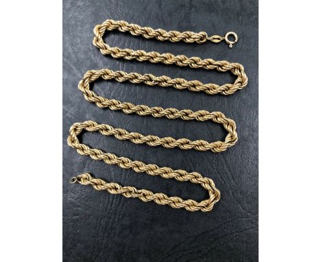 A VINTAGE HALLMARKED 9ct GOLD ROPE NECKLACE, DATED 1984 WITH IMPORT MARK FOR LONDON, LENGTH 53cms. WEIGHT 10.15grms. the proc