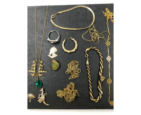 A QUANTITY OF PREDOMINATELY GOLD PLATED VINTAGE COSTUME JEWELLERY. the proceeds from the sale of this lot will be donated to 