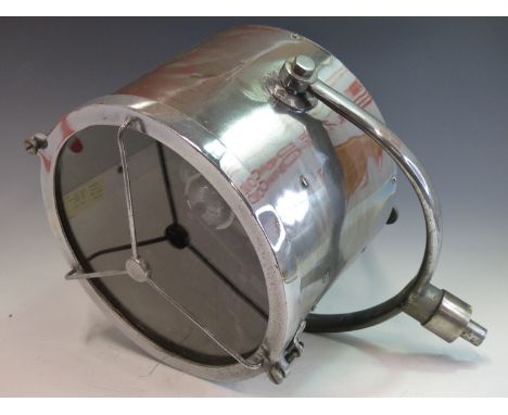 A GOOD VINTAGE SHIPS SEARCHLIGHT WITH POLISHED CHROME AND BRASS CASE. the proceeds from the sale of this lot will be donated 