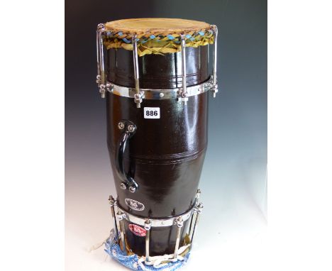 A VINTAGE TRADITIONAL INDIAN DHOL DRUM.