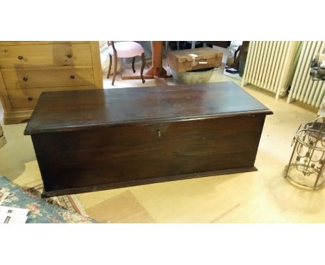 French Oak coffer / trunk with original key. Decorative metal handles to either end. Signs of ware and ring mark to top. Item