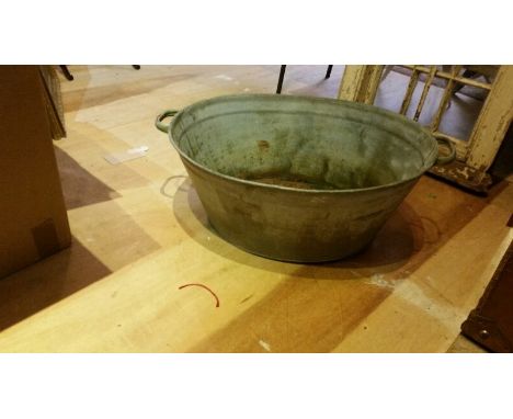 Galvanised metal planter 60 cm x 48.5 cm top ment, small holes in base
