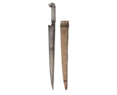 A silver-hilted finely watered-steel dagger (khyber) North India, 18th/ 19th Centurythe single-edged watered steel blade of t