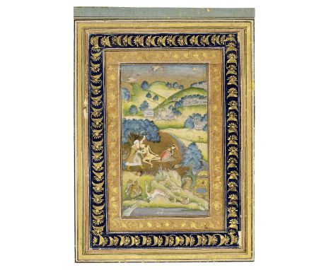 Zayd revives the fainting Layla and Majnun, sprinkling them with the water of life Mughal, Oudh, attributed to Mir Kalan Khan
