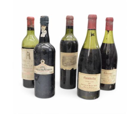 Mix red wine; Grand Vin de Chateau Latour 1953 Premier Grand Cru Classe, Pauillac, Chateau Lafite Rothschild 1953 Premier Cru