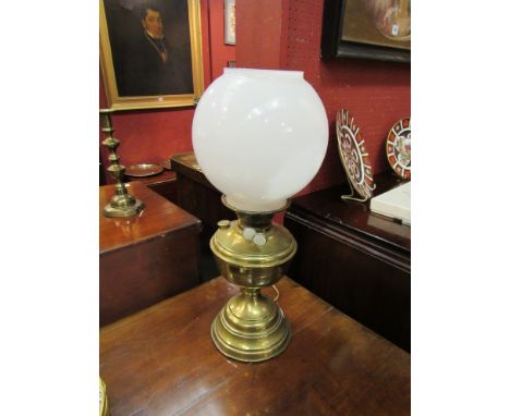 A brass oil lamp converted to electricity 
