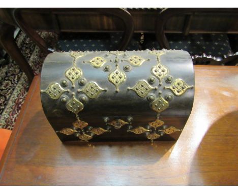 A late 19th Century Coromandel veneered domed trinket box with ecclesiastical gilt brass mounts a/f 