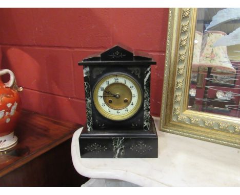An early 20th Century black slate mantel clock 