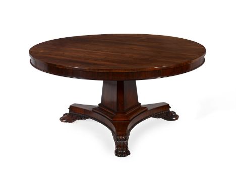 Y A WILLIAM IV ROSEWOOD CENTRE TABLECIRCA 1830With paper label for 'H. E. Alden Esq, c/o Messrs SLATTER & ROSE, Booksellers, 