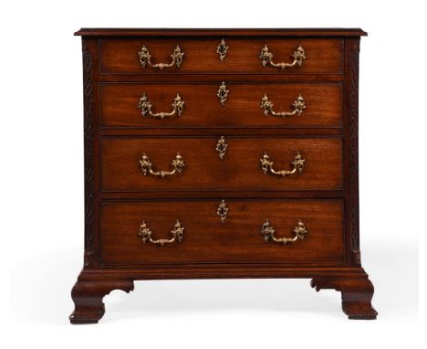 A GEORGE III MAHOGANY CHEST OF DRAWERSIN THE MANNER OF THOMAS CHIPPENDALE, CIRCA 1770 Of compact proportions, the corners dec