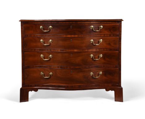 A GEORGE III MAHOGANY SERPENTINE COMMODEATTRIBUTED TO THOMAS CHIPPENDALE, CIRCA 177084cm high, 105cm wide, 58cm deepProvenanc