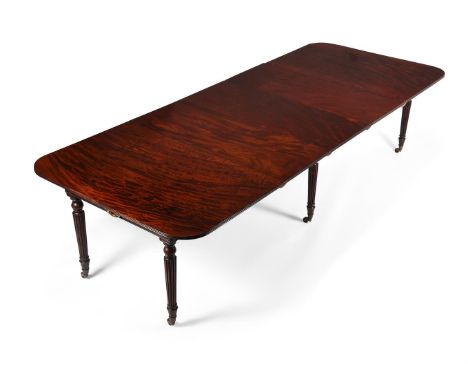 A REGENCY MAHOGANY EXTENDING DINING TABLEBY MORGAN AND SANDERS, CIRCA 1815The inscribed end handle titled 'Patent, Morgan & S