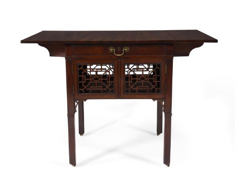 AN EARLY GEORGE III MAHOGANY BREAKFAST TABLEAFTER A DESIGN BY THOMAS CHIPPENDALE, CIRCA 1760The frieze drawer with a leather 