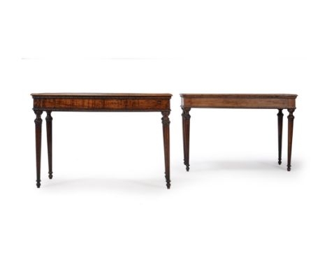 A PAIR OF ITALIAN WALNUT CONSOLE TABLESCIRCA 1790each 83cm high, 108cm wide, 50cm deepCondition Report: Both tables with mark