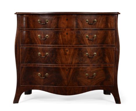 A GEORGE III MAHOGANY SERPENTINE COMMODE IN THE MANNER OF HENRY HILL OF MARLBOROUGH, CIRCA 1770 95cm high, 117cm wide, 57cm d