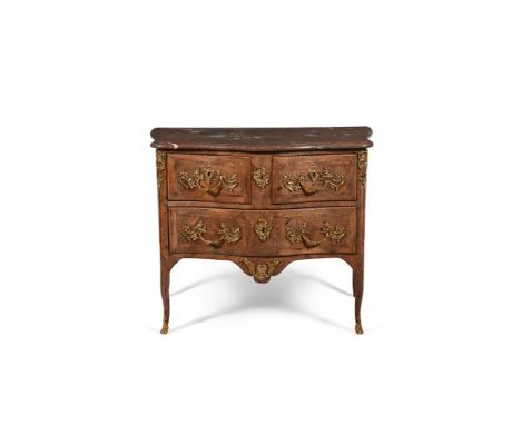 Y A LOUIS XV/XVI TRANSITIONAL ROSEWOOD, TULIPWOOD CROSSBANDED AND ORMOLU MOUNTED COMMODE CIRCA 177079cm high, 98cm wide, 57cm