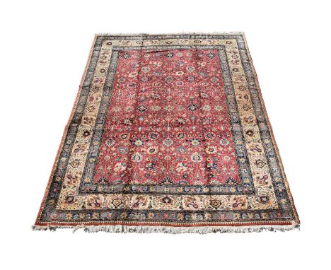 A TABRIZ CARPETSIGNED BY MASTER WEAVER MOKHTARPOURapproximately 393 x 285cmCondition Report: Some wear to carpet overall. Pat