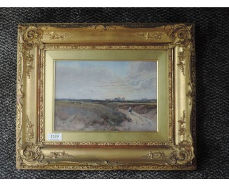 A watercolour, R B Nisbet, country lane, signed 17 x 25cm, plus frame and glazed