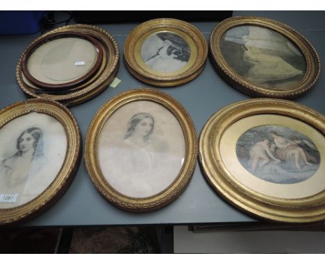 A selection of 19th prints, inc mezzotint , portrait studies and frames, various, inc engraving, after Fisher and Hall, 23 x 