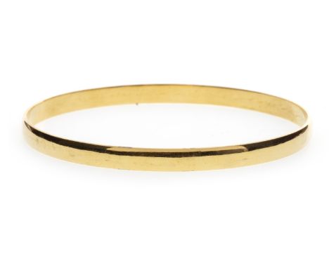 UNMARKED BANGLE, of circular form, 5mm wide and 66mm diameter, 19.3g
