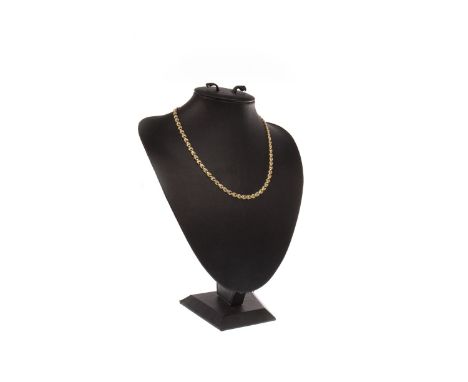 FANCY LINK CHAIN NECKLACE, formed by moulded links, marked 750, approximately 44cm long, 18.2g