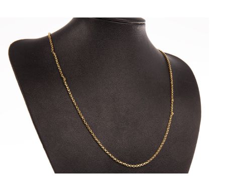 CHAIN NECKLACE, formed by belcher links, unmarked, 11.1g