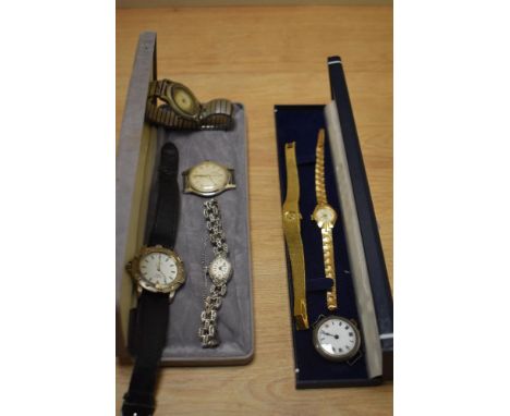 An Art Deco textured and gold coloured ladies Rotary wristwatch, and a selection of other wristwatches, to include a gent's V