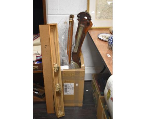 A collection of Barometer parts and a Early 20th century banjo barometer, AF.