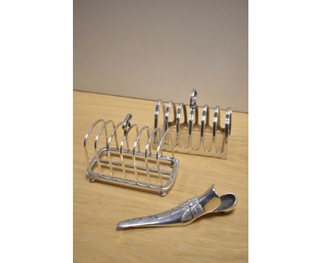 Two Edwardian silver plated toast racks, by William Hutton &amp; Sons &amp; Mappin &amp; Webb, the largest measuring 13cm lon