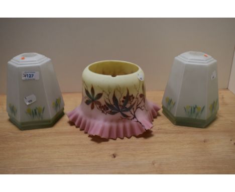 A trio of vintage Art Deco glass lamp shades.