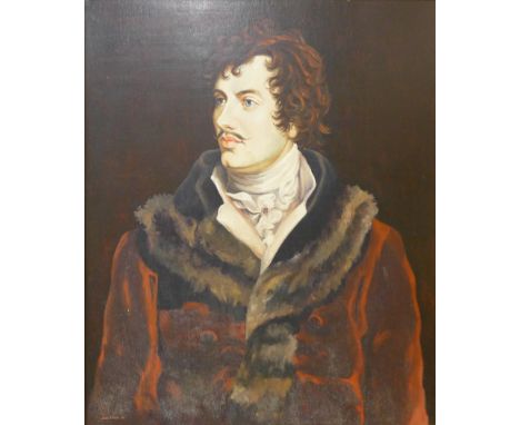 John Hirst, George Gordon Byron, after Thomas Phillips, oil on panel, 90 x 75cms, framed