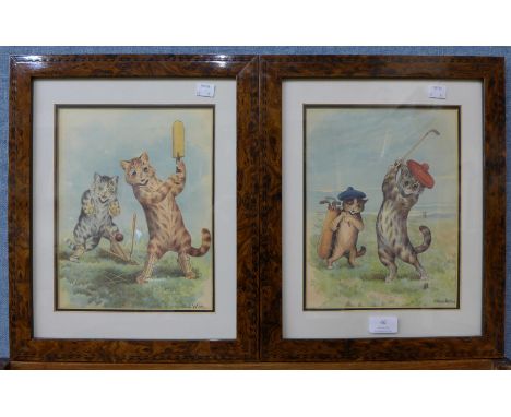 Two Louis Wain prints, framed