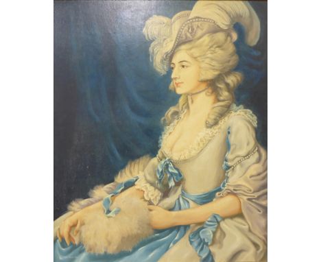John Hirst, Mrs Sarah Siddons after Gainsborough, oil on panel, 90 x 75cms, framed