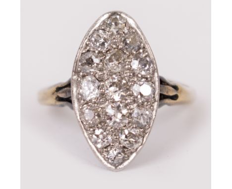 A MARQUISE DIAMOND SET RING and a damaged 18 carat yellow gold band approximately size K overall weight 3 grams approximately