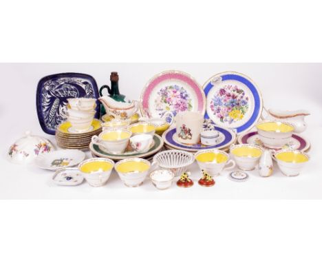 A SELECTION OF CERAMICS AND CHINA  to include a part Coalport teaset, Herend porcelain open weave basket type dish, meat plat